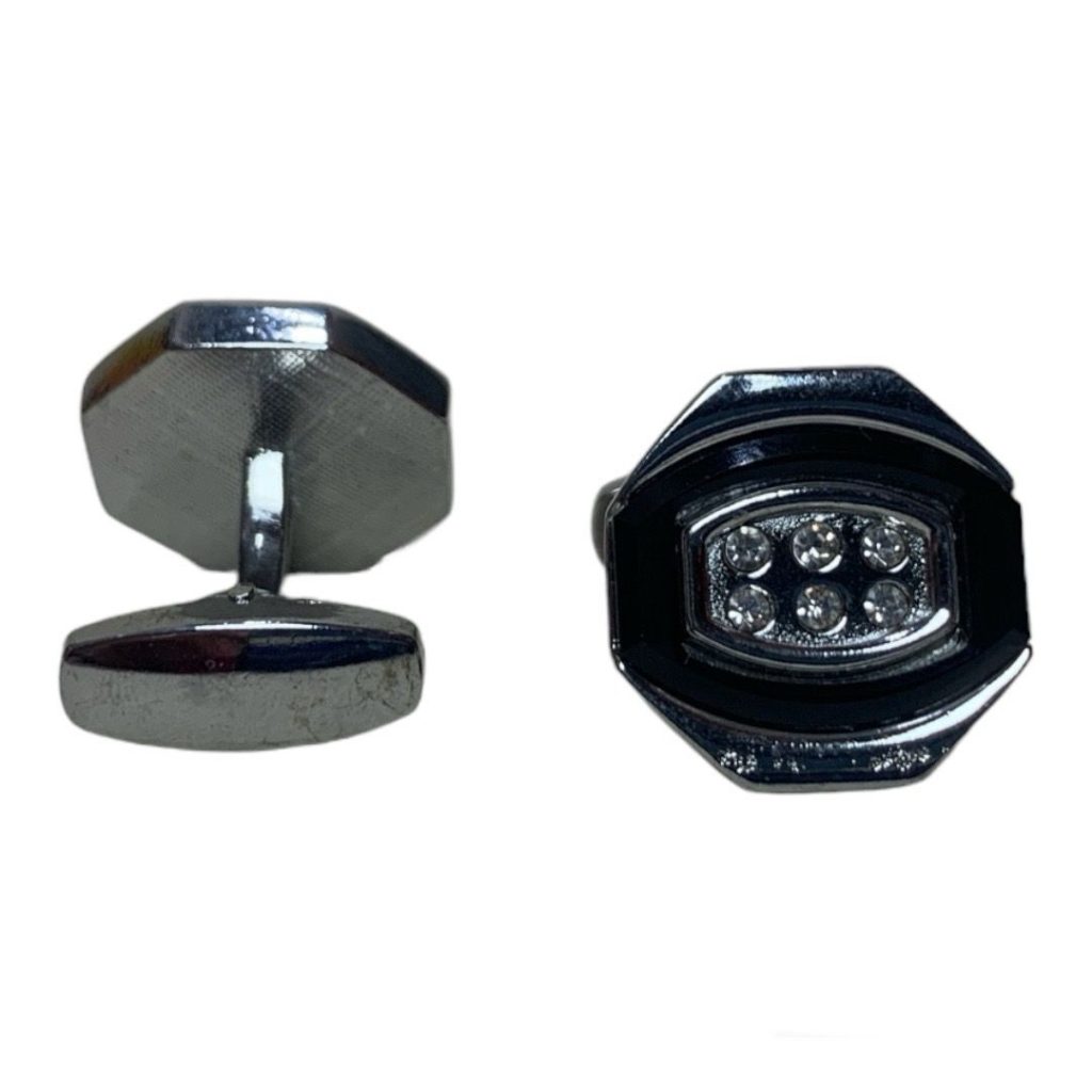 Gunmetal Cufflinks with Crystal Details