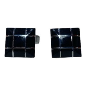 Vintage Retro Black Enamel Cufflinks for Men