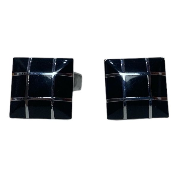 Vintage Retro Black Enamel Cufflinks for Men - Image 2