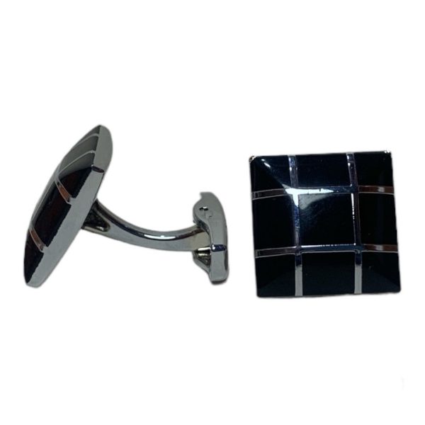 Vintage Retro Black Enamel Cufflinks for Men