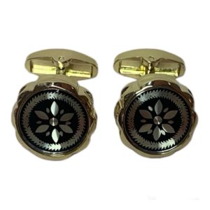 Golden Petal Black and Gold Cufflinks